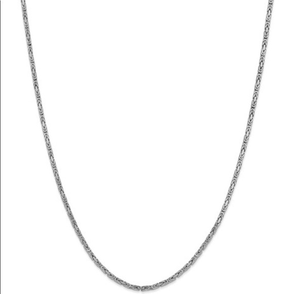24” white gold Byzantine chain 2mm